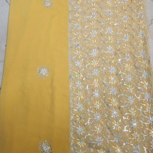 Beautiful Yellow Saari For Haldi