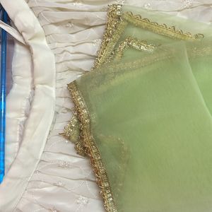 Pretty Beautiful Light Green And White Lehnga