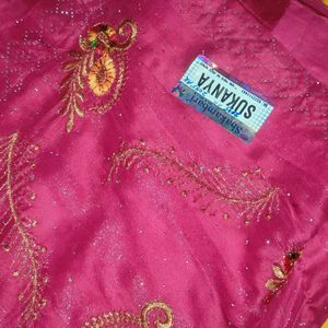 Brand New Party Wear Pink Chiffon Saree