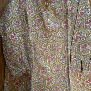 Multicolour Stylish Pattern Chinese Collar Tunic