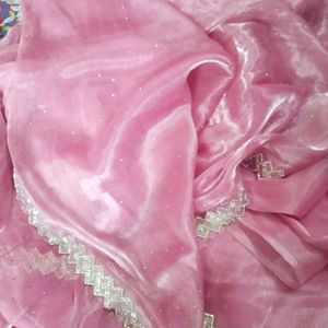 Beautiful Organza Saree With Embroidery