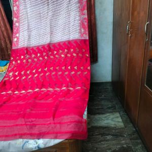 Red And Cream Nice Saree.