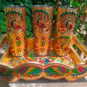 Festive Offer Beautiful Meenakari Glass Nd Tray Se