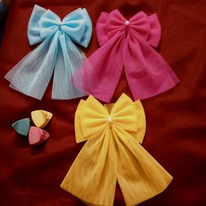 Combo Offer|| Hair Bow With Scrunchies & Chutchers