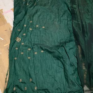 Dark Green Sare Length-38 And Meter -5 With Blouse