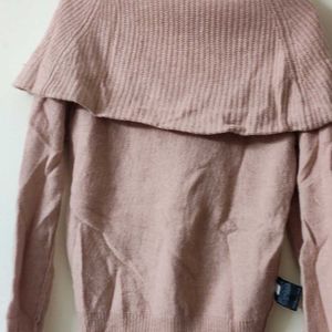 Women Peach Cable Knit Acrylic Pullover