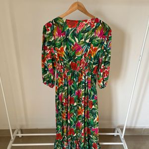 Tropical Print Cutout  A Line Maxi Dress 🌴