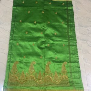 Beautiful Parrot Green Saree