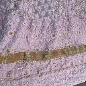 Lavender Color Pure Georgette Lucknowi Anarkali