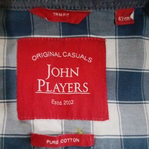 John Player Semi Formal Shirt Sky Blue White Check