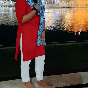 Red Chikankari Kurti