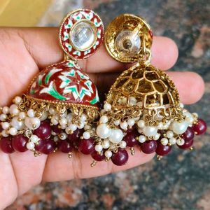 Maroon Meenakari Chandbalis