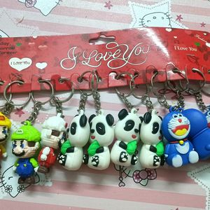 Kids Mario, Panda, Doraemon 12 Keychains