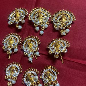 SET OF 9 PEACOCK HAIR PINS