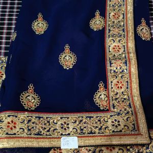 Brand New Navy Blue Saree