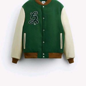 ZARA GREEN WOOL VARSITY JACKET