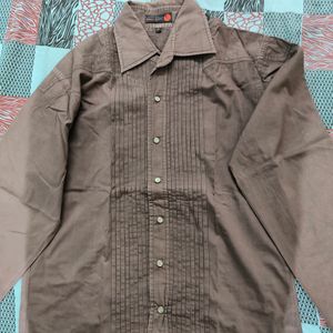 Dark Brown Printed Shirt - Regular Fit