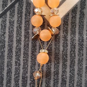 Fancy Orange Long Crystal Necklace