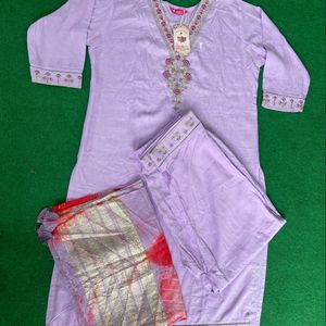 Kurta With Trousers And Dopatta