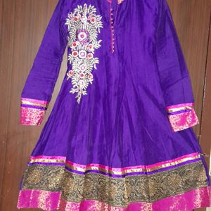 Purple Kurta With Embroidery Work