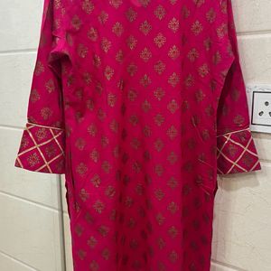 Pink Kurta With Long Skirt