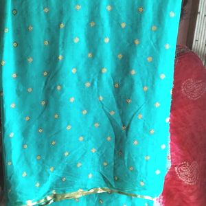 Beautiful Sea Green Colour Saree Bandhini Print