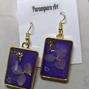 Resin Earrings Purple Colour