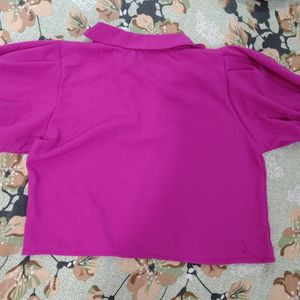 Magenta Collar Stylish Top