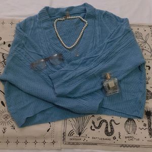 Blue Crop Sweater
