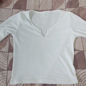 Stylish V Neck Full Sleeves Crop Top For Women