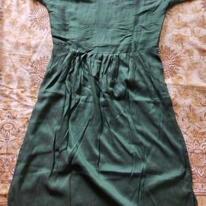 Dark Olive Green Two Tone Fabric Kurti