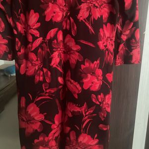 Beautiful Red-Black Floral Dress