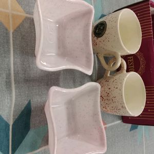 Tea Cups And Snacks Bowl