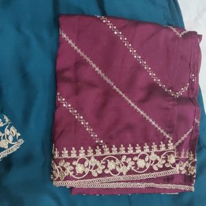 3 Pcs Suit Chinon Fabric Wid Cotton Lining