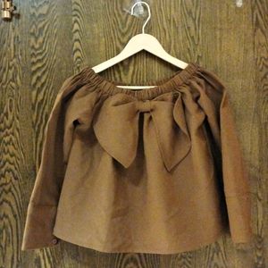 Off Shoulder Cropped Brown Top