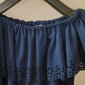 Off Shoulder Top in navy blue colour