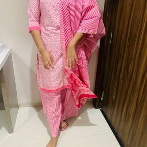 Full Pink Dress With Dhupatta