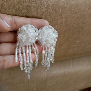 Brand New Korean  White Crystal Earrings