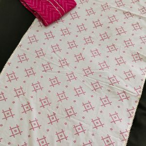 Pink Bandhej Print Kurta Set Size M