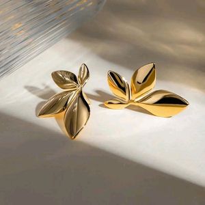 Gold Leaf Stud Earrings