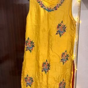 Mustard Intricate Design Kurta