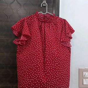 Red Color Polka Dot Top