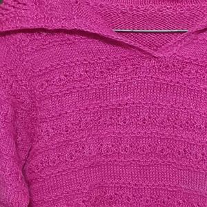 Hand-Knitted Pink Sweater – Cozy & Stylish