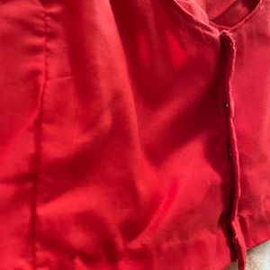 Four Tucks Red Blouse