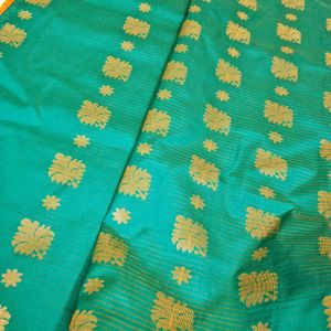 Green Orange Silk Saree