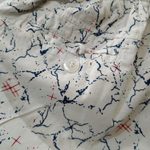 White Patterned Capri For Boys