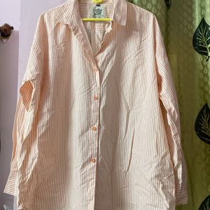 Peach Striped Boyfriend Fit Shirt