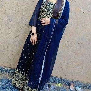 Beautiful Black Nyra Set With Plazo And Dupatta