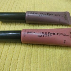 loreal Paris infallible paints, 344 peach put and 348 velvet pout,matte lip color