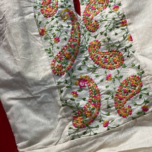 Embroidered Gown With Shawl